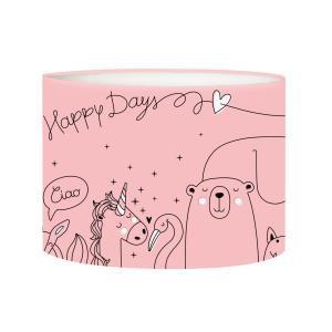 Pantalla de lámpara de noche happydays rosa