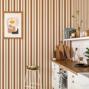 Papel pintado a rayas charles - marron