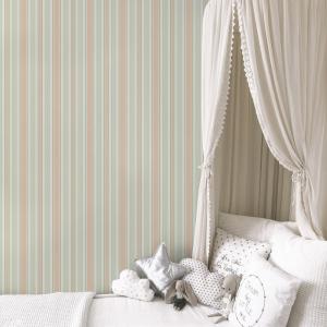 Papel pintado a rayas lilou - rose vert