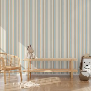 Papel pintado a rayas raphaël - bleu or