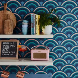 Papel pintado arcoíris azul verde rosa 1005x52cm