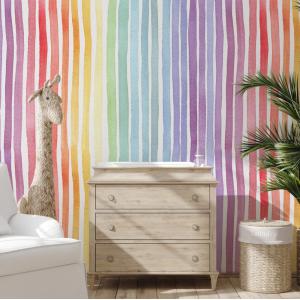 Papel pintado arcoiris en papel ecológico fino,200x280cm,8…
