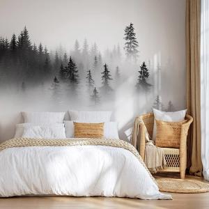 Papel pintado autoadhesivo bosque blanco y ngero 400x300cm