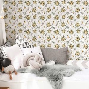 Papel pintado autoadhesivo estampado hojas vainilla 65x300cm