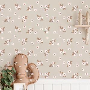 Papel pintado autoadhesivo floral beige 50x300 cm