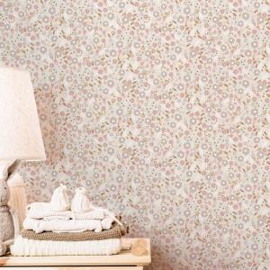 Papel pintado autoadhesivo florecitas crema 50x300 cm