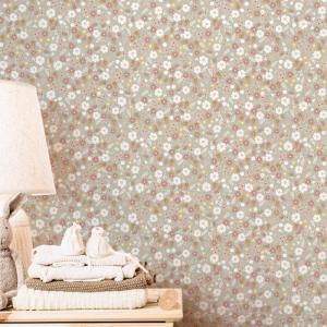 Papel pintado autoadhesivo florecitas verde 50x300 cm