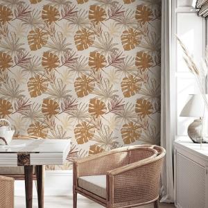 Papel pintado autoadhesivo hojas estampadas 65x300cm