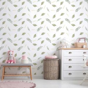 Papel pintado autoadhesivo hojas verdes 65x300cm