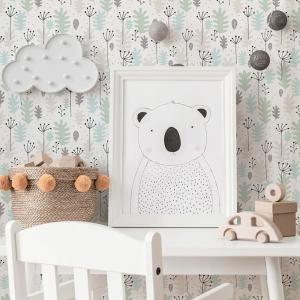 Papel pintado autoadhesivo hojas verdes y azules 65x300cm