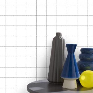 Papel pintado azulejos blanco negro 1005x52cm