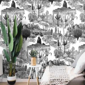 Papel pintado cactus en papel ecológico fino,200x280cm,8 ho…