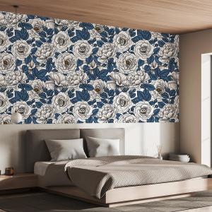 Papel pintado campiña azul y blanco  156x270cm
