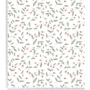 Papel pintado capullos rosas sobre fondo blanco, 50 cm x 10…