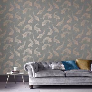 Papel pintado carpas reales gris 1005x52cm