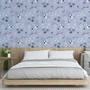 Papel pintado cigüeña azul  156x270cm