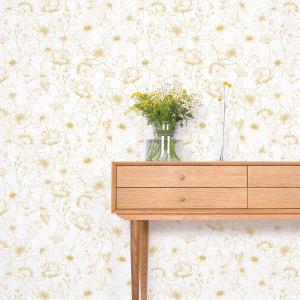 Papel pintado con estampado de flores en amarillo 50 cm x 1…