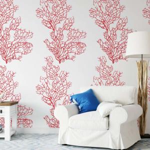 Papel pintado coral en papel ecológico fino,200x280cm,8 hoj…