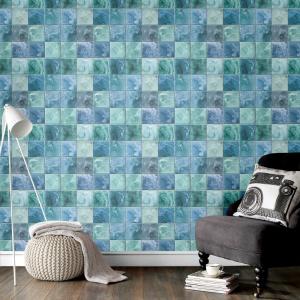 Papel pintado cuadrado azul 1005 x 52cm
