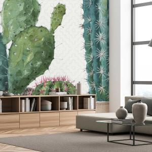 Papel pintado de cactus con flores exóticas 208x270cm