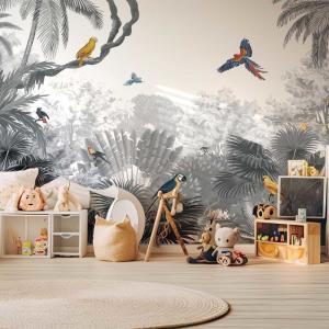 Papel pintado de loros en la jungla 364x270cm