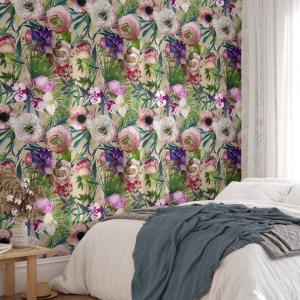 Papel pintado floral con flores rosas,papel auténtico,8 hoj…