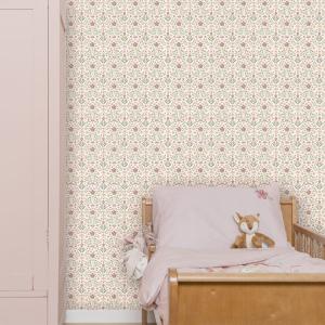 Papel pintado florecitas rosa 1005x52cm