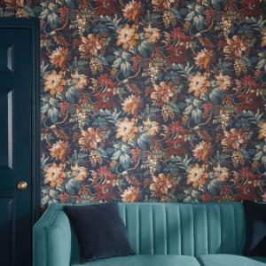 Papel pintado Florenzia azul ocre 1005x52cm