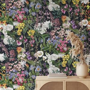 Papel pintado flores en papel ecológico fino,280x200 cm,8 h…