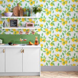 Papel pintado frutos fondo blanco 1005x52cm