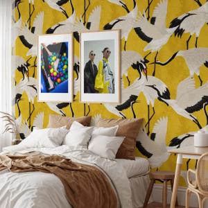 Papel pintado garzas en papel ecológico fino,8 hojas