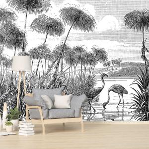 Papel pintado garzas reales en el campo  364x270cm