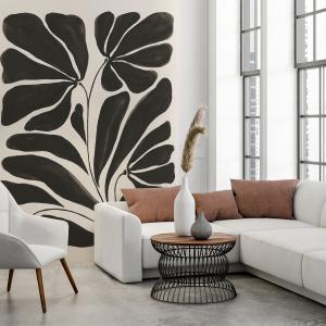 Papel pintado gráfico flor negra 208x270cm