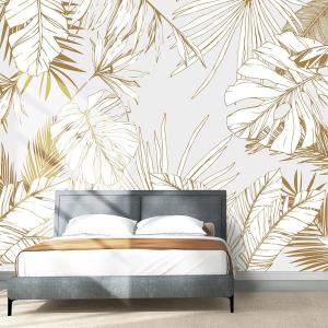 Papel pintado hojas tropical beige  364x270cm