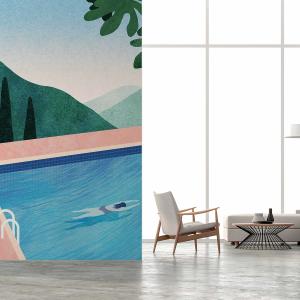 Papel pintado largo de la piscina 156x270cm