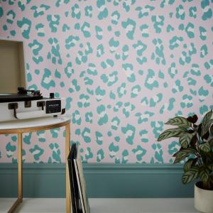 Papel pintado moderno verde rosa 1005x52cm