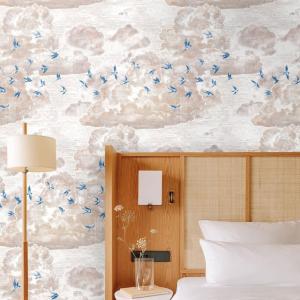 Papel pintado nubes en papel ecológico fino,200x280cm,8 hoj…