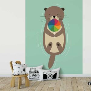 Papel pintado nutria durante el baño 208x270cm