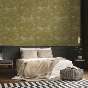 Papel pintado paisaje de Japón ocre 1005x52cm