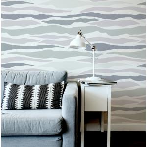 Papel pintado panoramic wave 255x250 gris