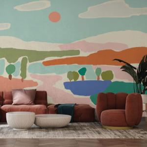 Papel pintado panorámica verano en color colores 150x250cm