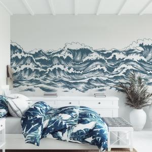 Papel pintado panorámico - 9 tiras: 432 x 270 cm - azul - 9…