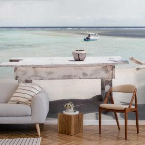 Papel pintado panorámico arena blanca en indonesia 364x270c…