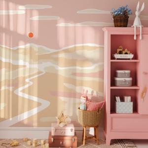 Papel pintado panorámico Atardecer, Rosa 525 x 250cm