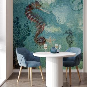 Papel pintado panorámico caballito de mar