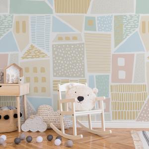 Papel pintado panorámico cabanita pastel