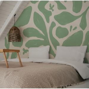 Papel pintado panorámico con motivos vegetales verde 150x25…