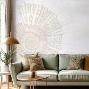 Papel pintado panorámico concha, Beige 150 x 250cm