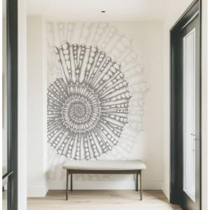 Papel pintado panorámico concha, Gris 300 x 250cm