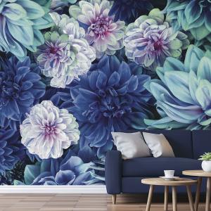 Papel pintado panorámico dahlia azul xl